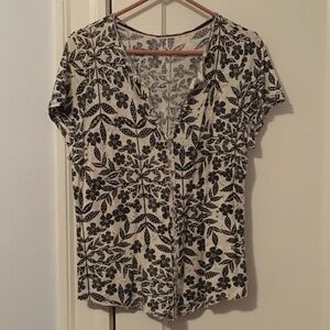 Pilcro x Press Relief Floral V-Neck T-shirt NWOT